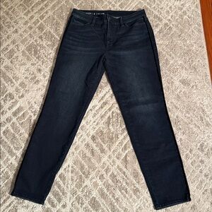 Talbots Slim Ankle Jeans Size 8 with black sparkle pinstripe black wash